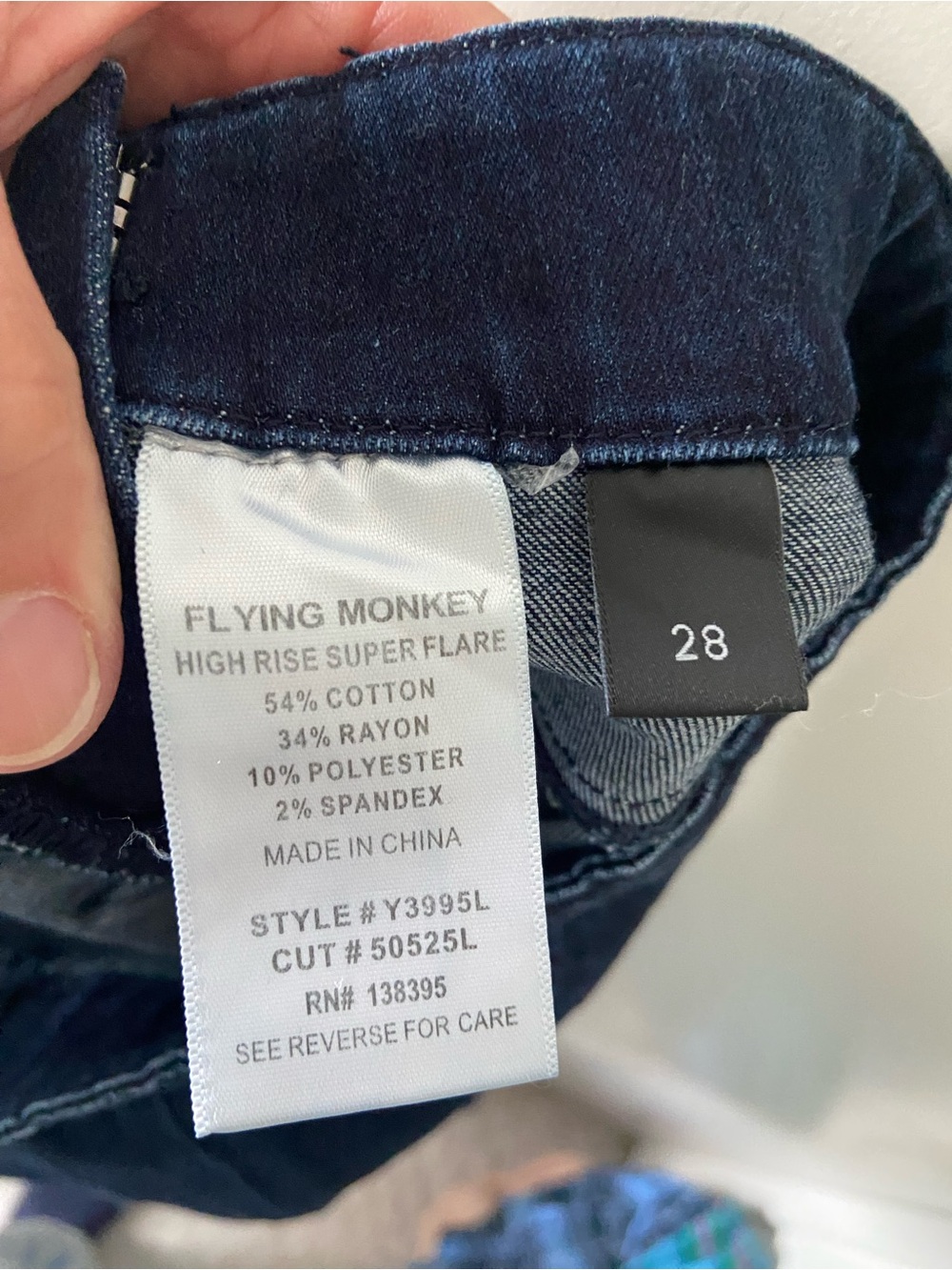 Flying Monkey Navy Flare Jeans with Raw Hem - Picture 5 of 5